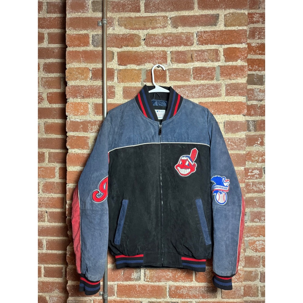 Vintage Cleveland Indians Suede Bomber Jacket G-III Sports MLB Mens L